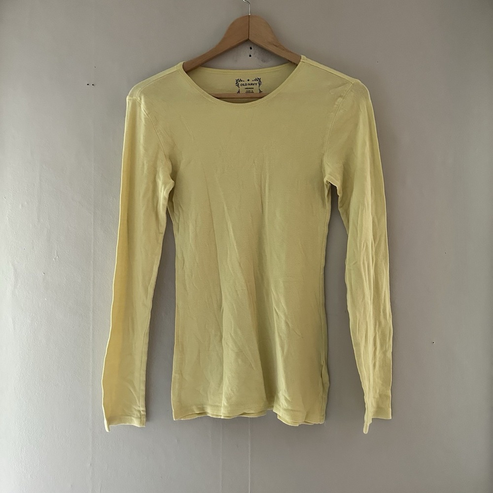 Y2K Old Navy Womens Long Sleeve Top Size M Butter Yellow Bella Swan Fitted